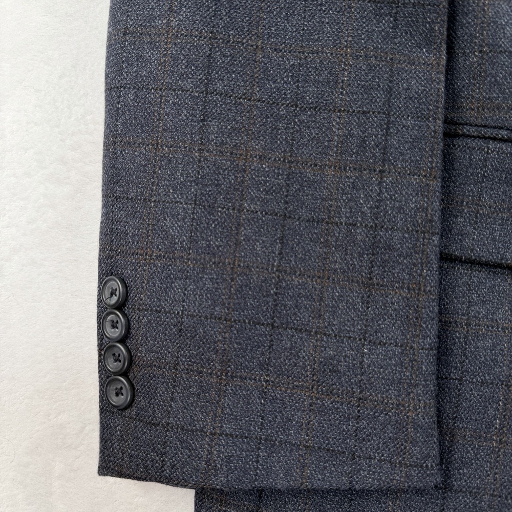 Pronto Uomo Blazer 50R Flannel Wool Lambswool Sport Coat Jacket Plaid Navy